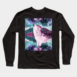 Trippy Psychedelic Wolf In Space Long Sleeve T-Shirt